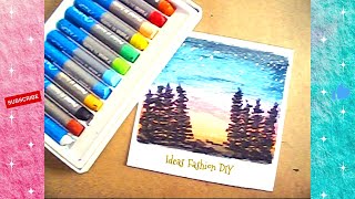 DIY-Como dibujar un paisaje con oil pastel drawing