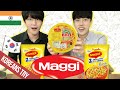 Korean try indian maggi masala and fatafat bhel first time  indian instant noodle
