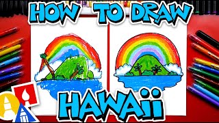 how to draw hawaii and a rainbow