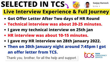 SANJAY SELECTED IN TCS⚡ Complete TR, MR, HR & DV Interview Experience and Full Journey with Duration