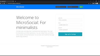 My NodeJs, express MicroSocialApp Demo video