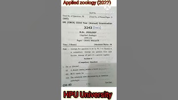 Applied zoology question paper 2022 hpu || last year question paper zoology || applied zoology 2022