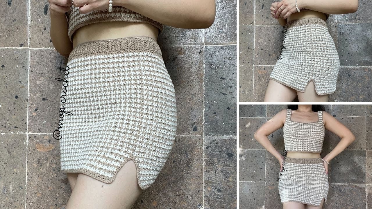Falda a Crochet | Punto Pata de Gallo | Diestra
