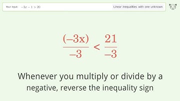 Solving Linear Inequalities: -3x-1 is Greater Than 20