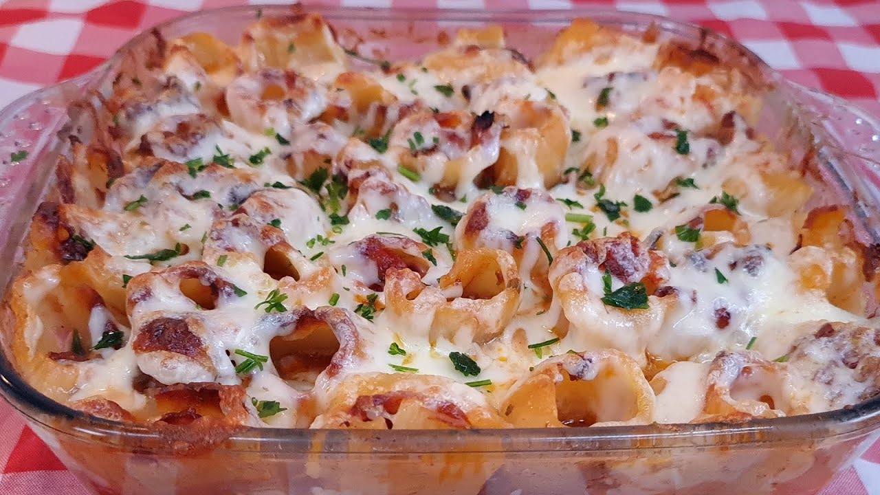 COMO FAZER MACARRÃO RIGATONI RECHEADO DE FORNO COM MOLHO BOLONHESA | Cebola e Salsa