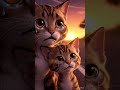 A hungry Cat and kitten sitting in road | #shorts #kids