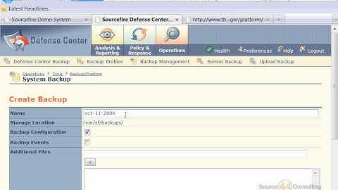 Sourcefire Defense Center: Creating a Backup