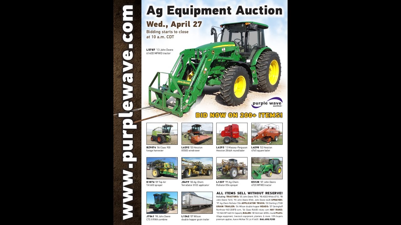 Ag equipment auction | April 27, 2016 | Purple Wave