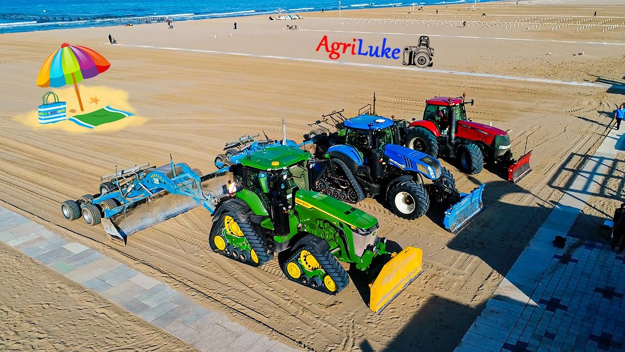 Più di 1100 CV in SPIAGGIA | Spianatura Spiaggia con John Deere 8RX New Holland T8 e Case Magnum