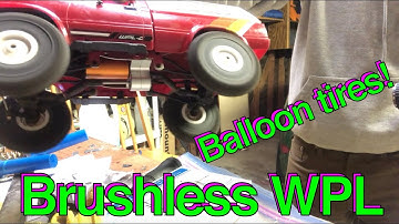 Brushless WPL C24 with custom metal transmission - balloon tires and wheelies!