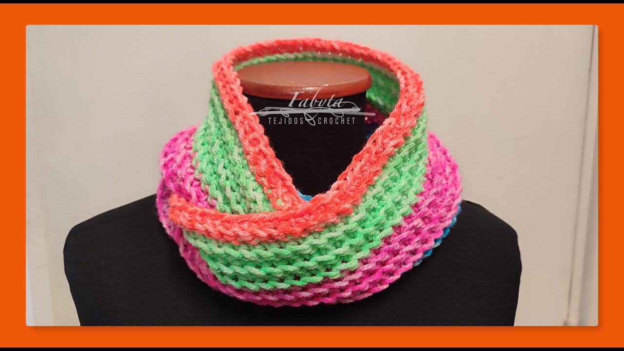Cuello sin fin colorido en crochet
