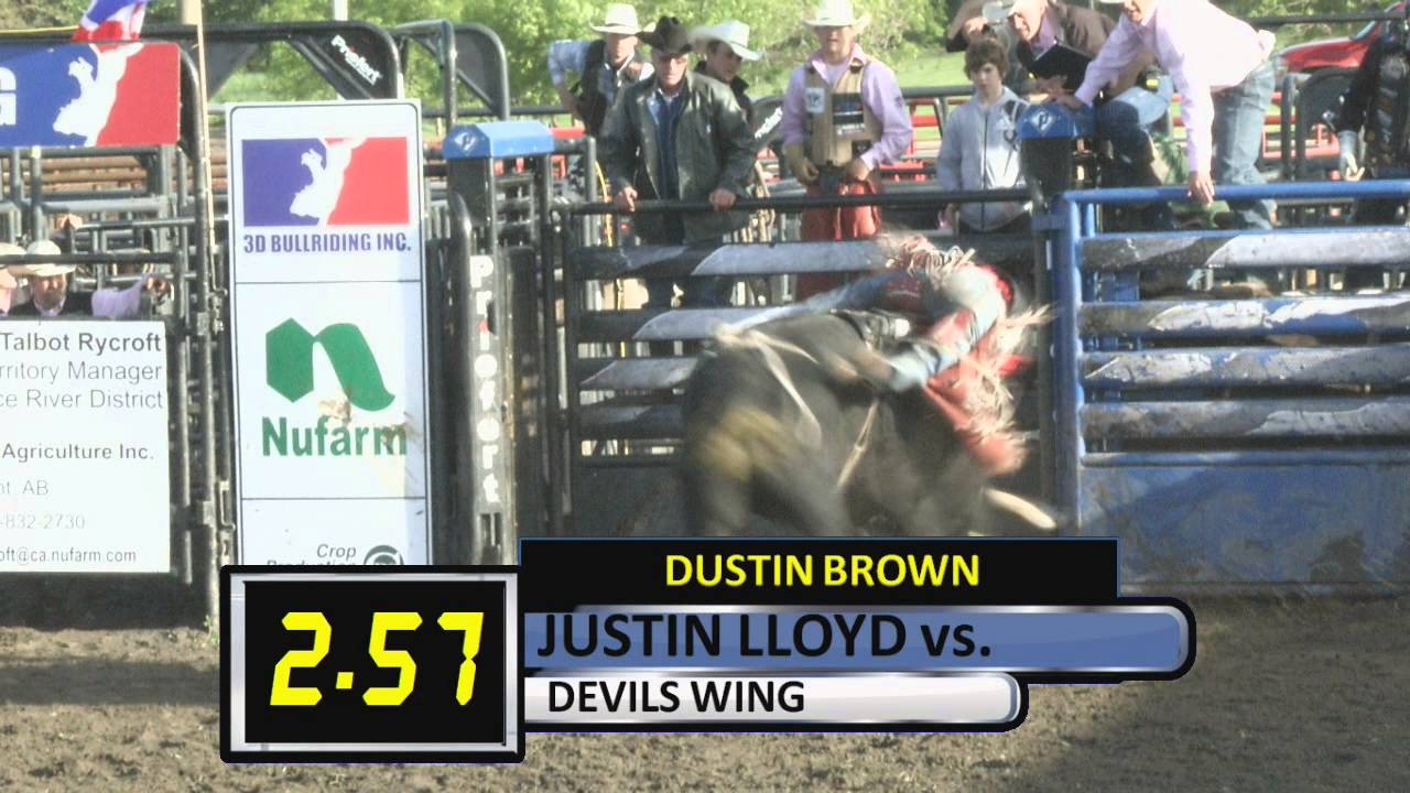 Justin Lloyd gets tossed by Devils Wing on Friday of the Wanham, AB (PBR) '13