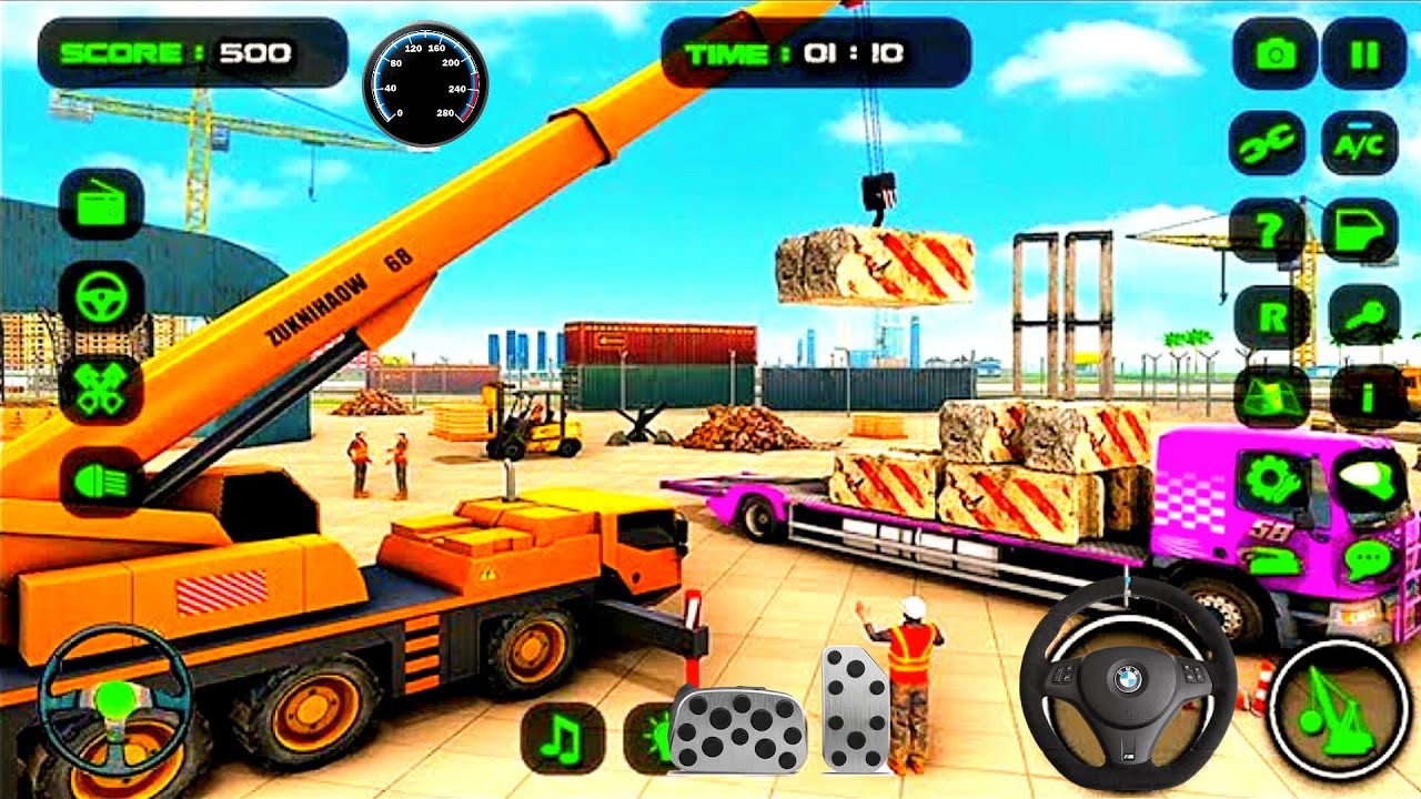 454 auto forklifter crane loading truck stones work gameplay simulator - construction work