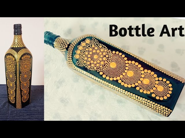 DIY Altered Bottle art /Dot painting / mandala  / Bottle painting /decoration for Christmas