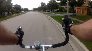 Bullhorn handlebar with a twist shifter.