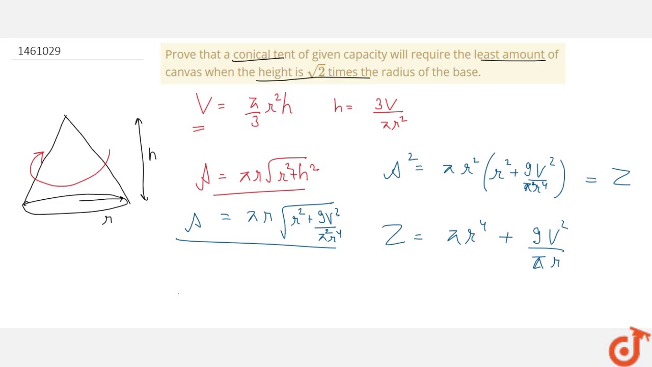a conical tent of given capacity 
