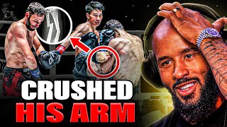 BROKEN ARM!?! 😱 BRUTAL KO By Muay Thai PHENOM Tawanchai! | MIGHTY MOUSE BREAKDOWN!