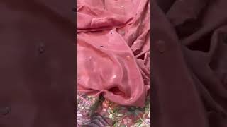 Blush pink, hand embroidered parsi gara saree