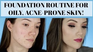 FOUNDATION ROUTINE FOR OILY, ACNE-PRONE SKIN (Long Lasting & Full Coverage) Day 9 | Blair Fowler