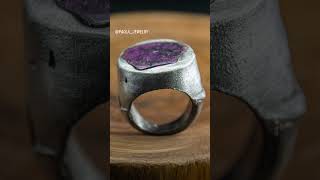 sand casted signet ring with Ruby, Sterling silver #sandcasting #ruby #handmadejewelry #signetring