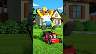 Homer mowing the lawn #funny #simson #ai