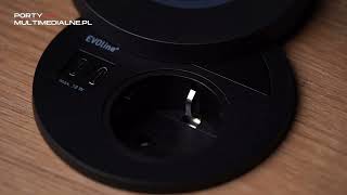 Nowoczesne gniazdo EVOline Circle – pokrywa indukcyjna, USB i przepust kablowy