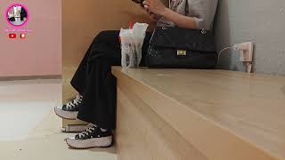 Girl Crushes Cigarette Under Chunky Converse