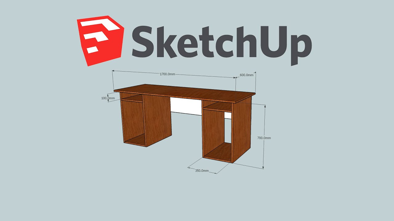 Simple Modern Plywood Computer Desk Google Sketchup Make Youtube