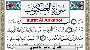 سورة العنكبوت مكتوبة ياسر الدوسري Surah Al Ankabot Yasser Al Dosari  برواية حفص عن عاصم