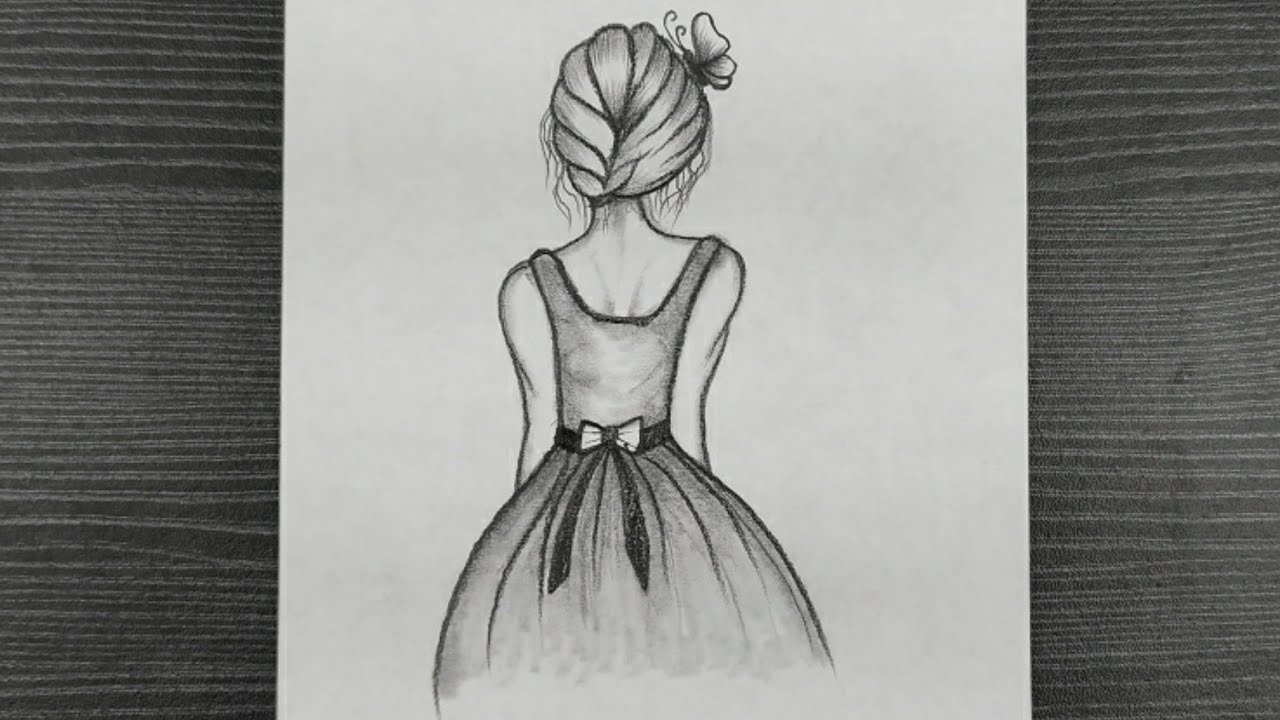 How To Draw A Girl Back Side Beautiful Girl Drawing Step By Step