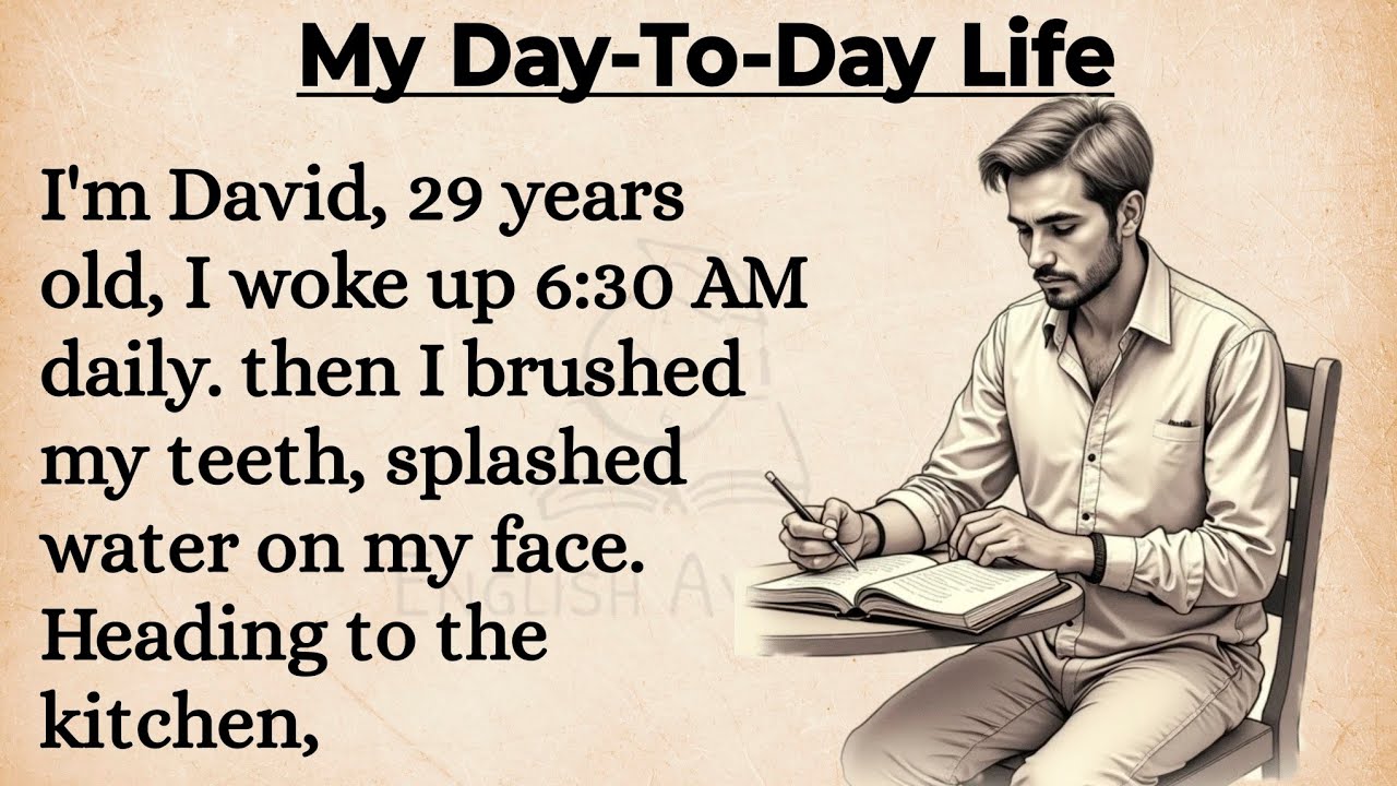 Outline Video My Day-To-Day Life From Morning to Night | English Speaking Practice | Graded Reader | Story level 1