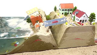 Double Dam And Town Model Disaster  Dam Breach Experiment