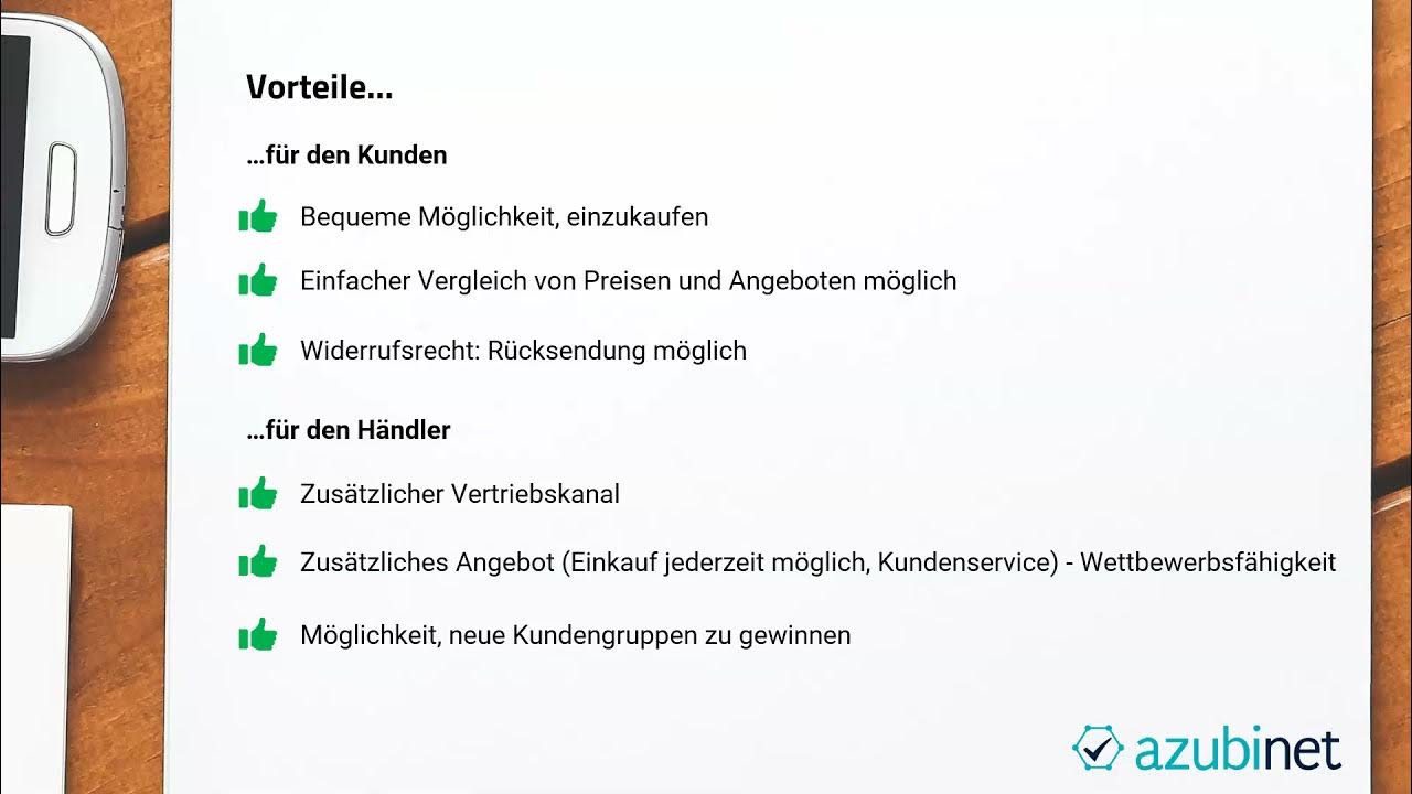 Online-Handel (Vor- und Nachteile) - Geschäftsprozesse (Abschlussprüfung Kaufmann im ...