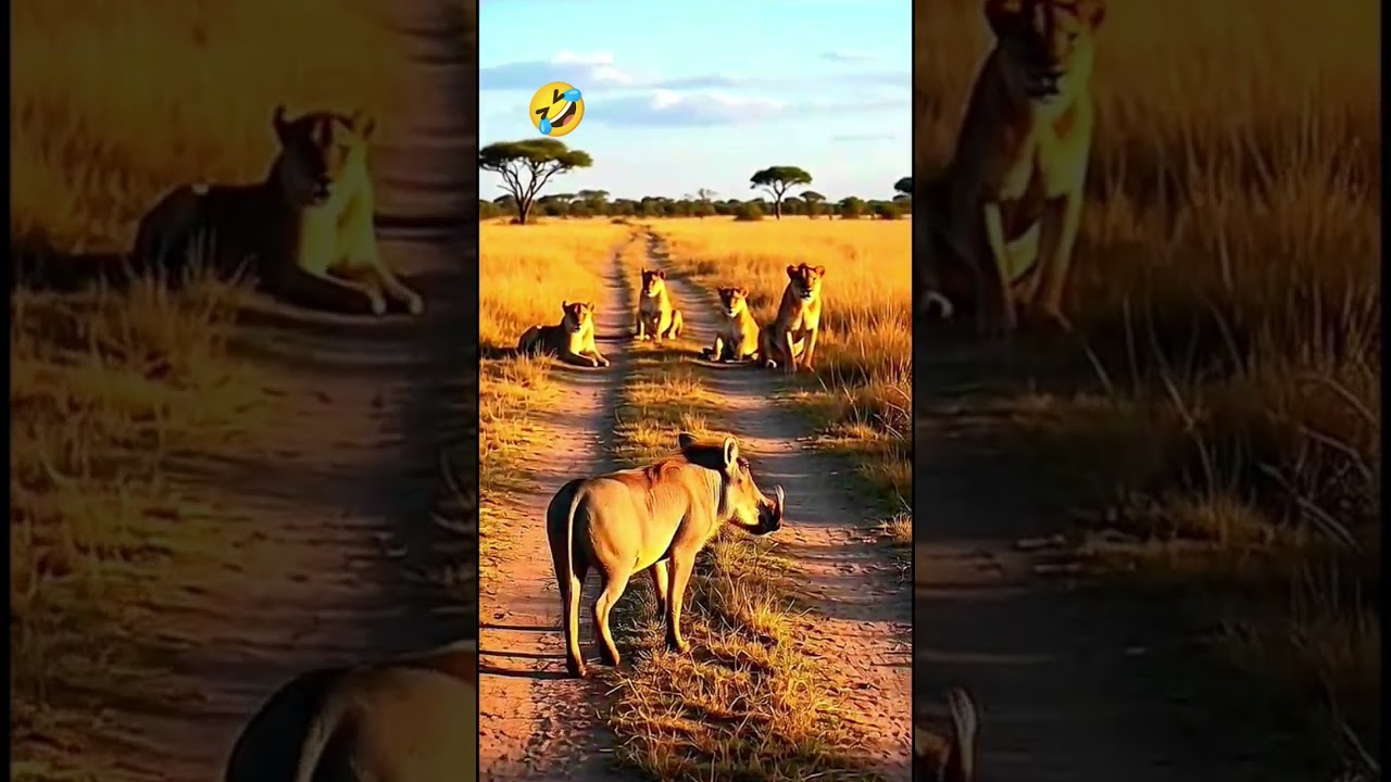 king warthog Vs lioness 😁