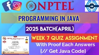 Famous Programming In Java | Week 7 Answers 2025 (April) | NPTEL | SWAYAM 2025 Profile