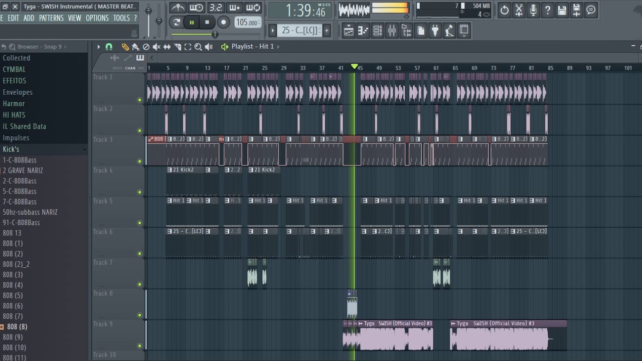 Tyga - SWISH Instrumental + FLP ( MASTER BEATS ) FL Studio