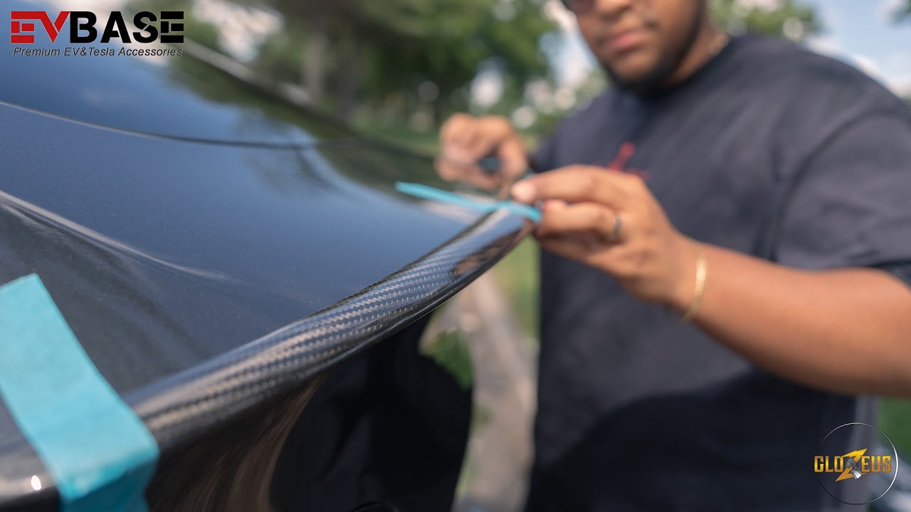 TESLA MODEL Y SPOILER INSTALL & REVIEW | EV BASE - YouTube