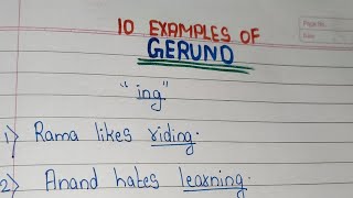 GERUND AND ITS EXAMPLES// 10 Examples of Gerund/ Gerund in english Grammar/ GERUND SENTENCES