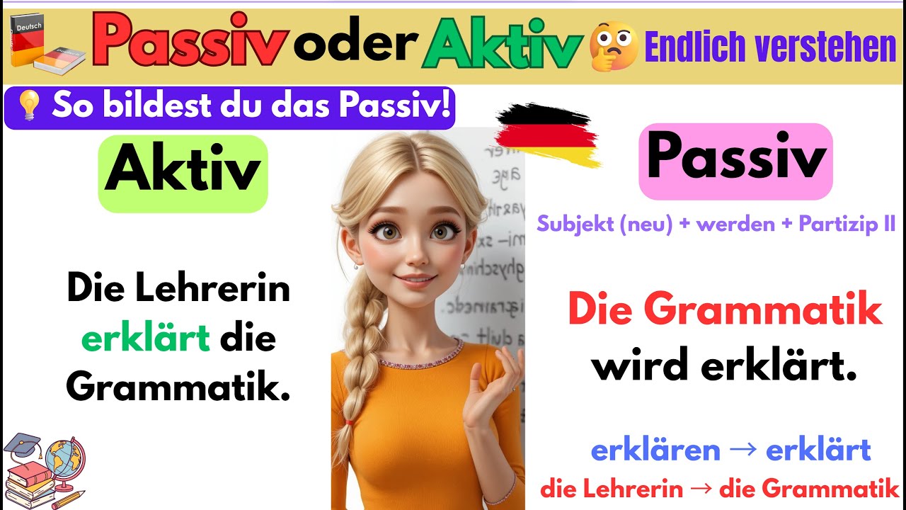 🇩🇪 Aktiv oder Passiv? 🤔 200 Beispiele | Deutsch lernen A1–B1 📘🎓