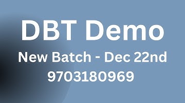 What is DBT | Data Build Tool Data Engineering | DBT Demo Videos | New Batch Dec 22nd 2025