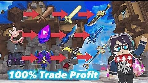 Trading Up Noob items Until i get VIP Weapons (2) Skyblock!