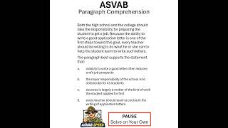 ASVAB Speed: Paragraph Comprehension Question #7 (90 seconds)