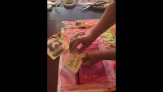 Demonstrating fidget blanket.