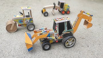 Hoe maak je thuis een JCB van Matchbox | DIY JCB graaflaadmachine | Mini JCB wetenschapsproject