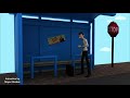man waiting for a bus 3d animation