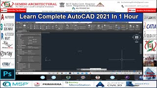 Learn Complete AutoCAD 2021 In 1 Hour Tutorial in Hindi Live Training (Gemini Architectural)