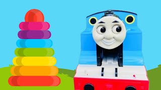 THOMAS THE TRAIN Toys Giant Stacking Rings Miniature Glow In The Dark and Wobble Trains Compilation!