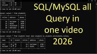 SQL Complete Tutorial in One Video | All SQL Queries with Examples | Beginner to Advanced