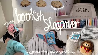 let's have a bookish sleepover📖🫶🏻🛁current read, self care, + answering your questions