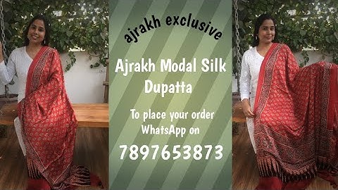 Exclusive Ajrakh Modal Silk Dupatta- Natural dyed Ajrakh handblock printed pure Modal silk Dupattas.